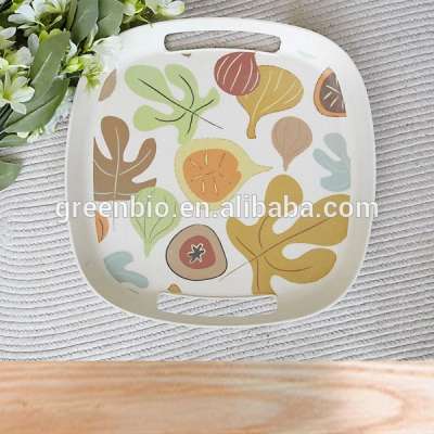 beautiful flowers painted bamboo fibre snacks&drinks&fruits tray