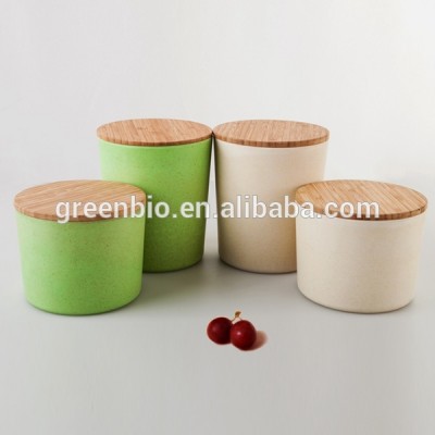 Hot sale Bamboo fibre seasoning bottle with bamboo lid, condiment set