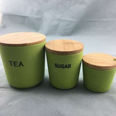 High quality eco friendly bamboo fibre canister jar with lid