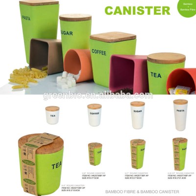 eco-friendly kitchenware bamboo fiber set of 3 square canister,bamboo fiber food storage