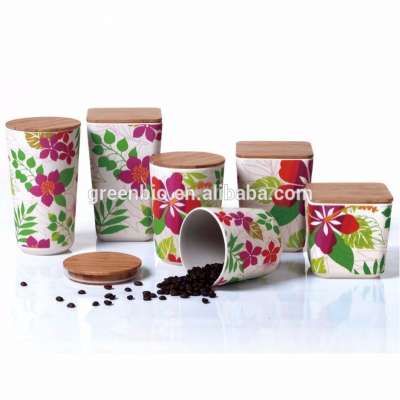 eco-friendly bamboo fiber round food canister bamboo customized storage box