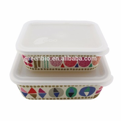 Eco friendly bamboo fiber container lunch box food storage box