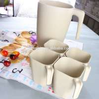 5pcs cute blue decal bamboo cup set