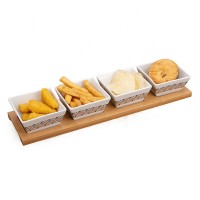 4pcs Snack Bowls with bamboo Tray