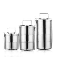 2020 Hot Sale Stainless Steel Tiffin Style 4-Layer Round Stacking Lunch Box/Stainless Steel Food grade Wire Tiffin Box